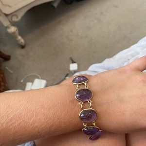 14K YELLOW GOLD OVAL AMETHYST BRACELET
